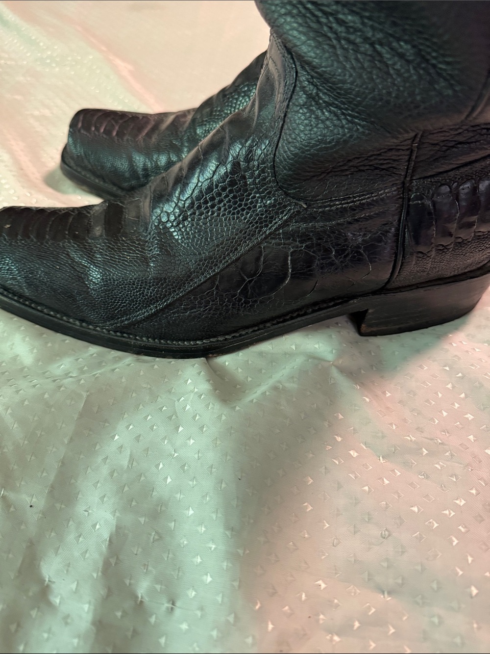 Los Altos Genuine Ostrich Western Boots Size 12EE. Black - Picture 6 of 13
